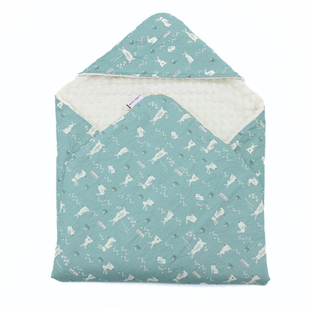 Little Love Teal Bunnies travel blanket