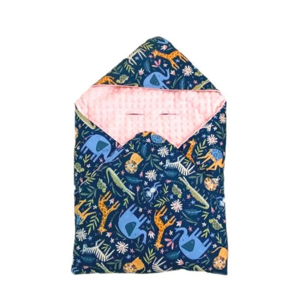 Little Love Pink Safari Animals travel blanket