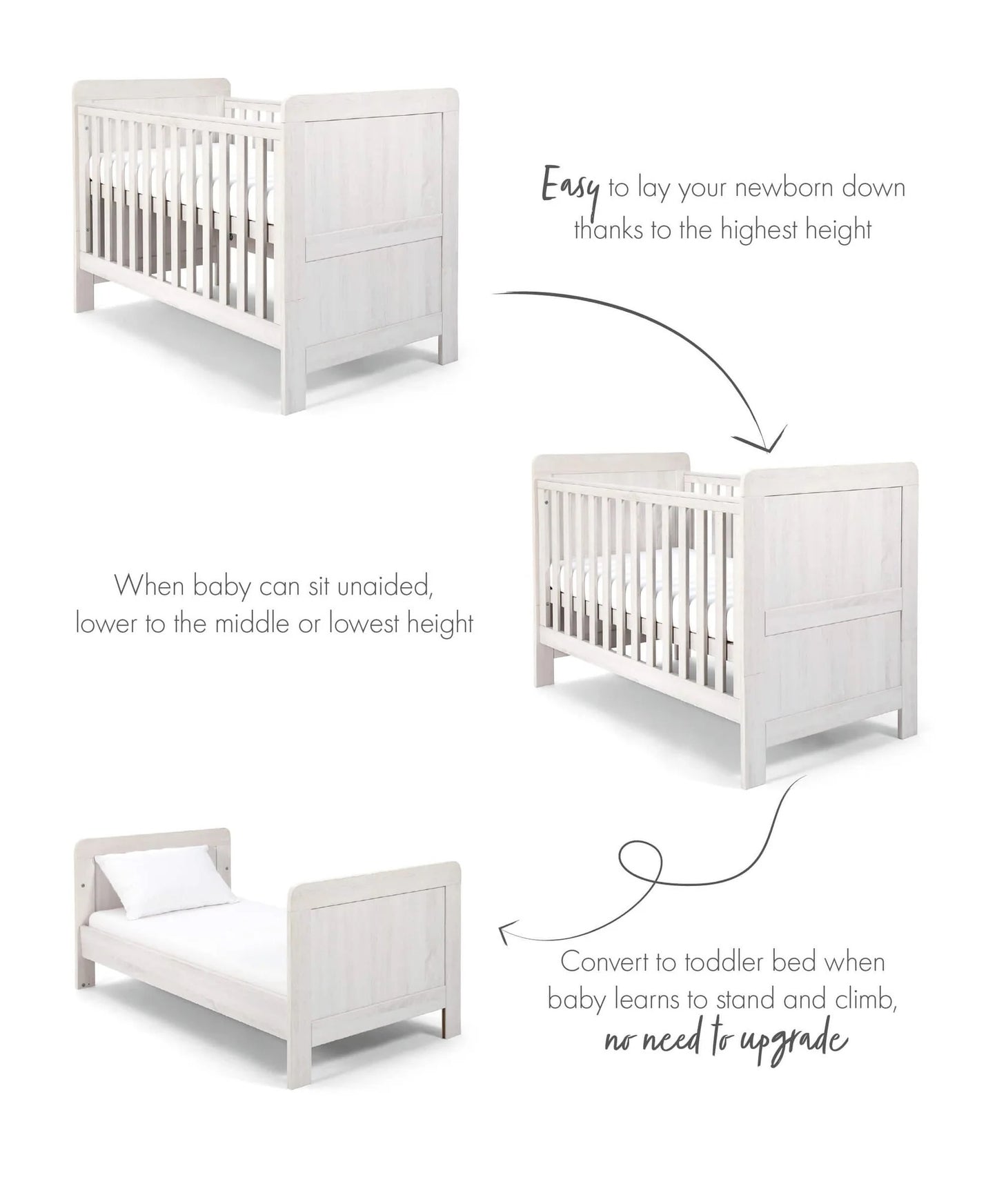 Mamas & Papas Atlas Convertible Cot Bed Nimbus White