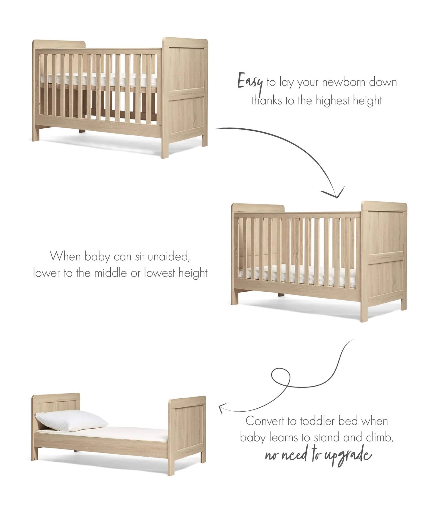 Mamas & Papas Atlas Convertible Cot Bed Light Oak