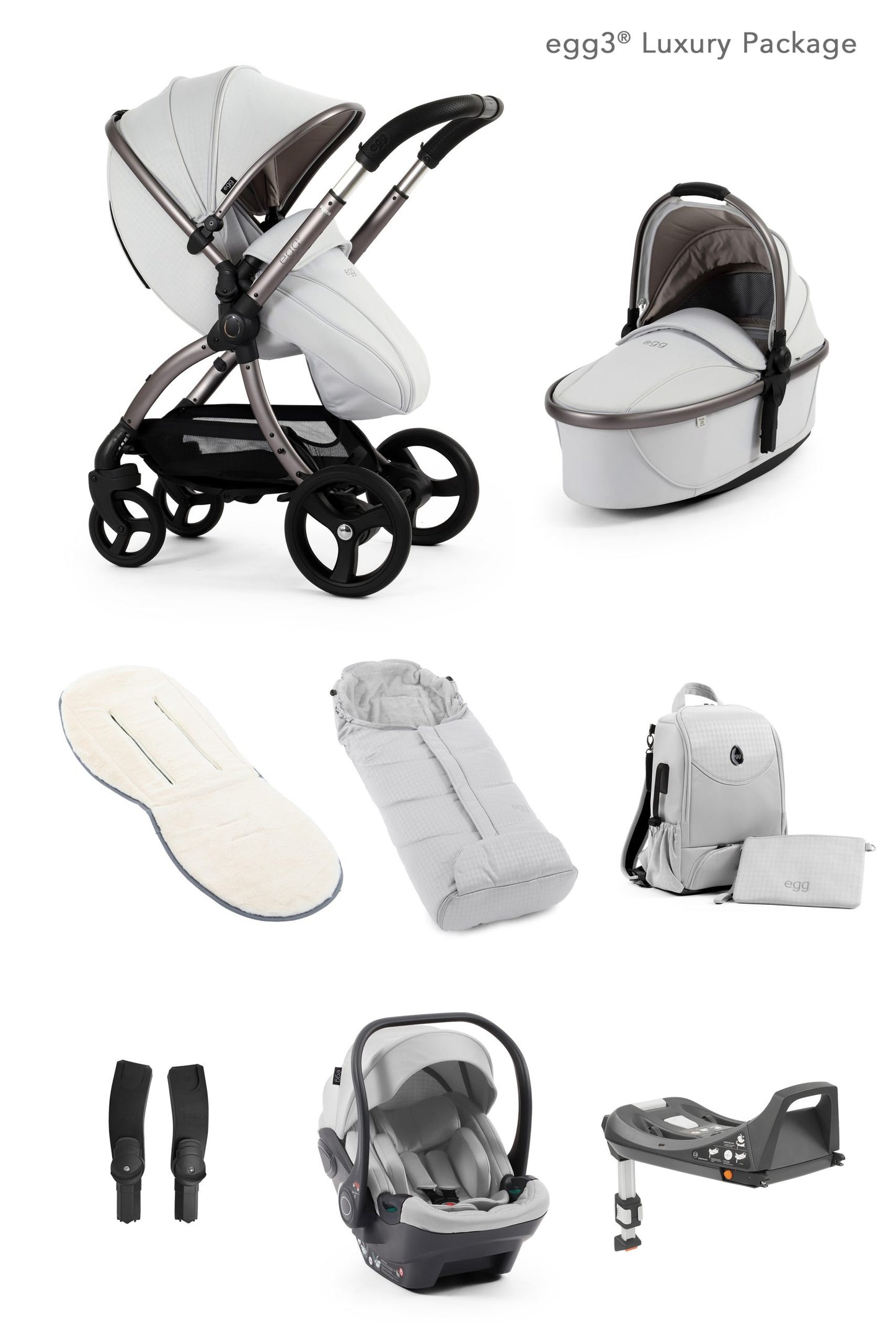 egg3® Stroller Package Houndstooth Silver