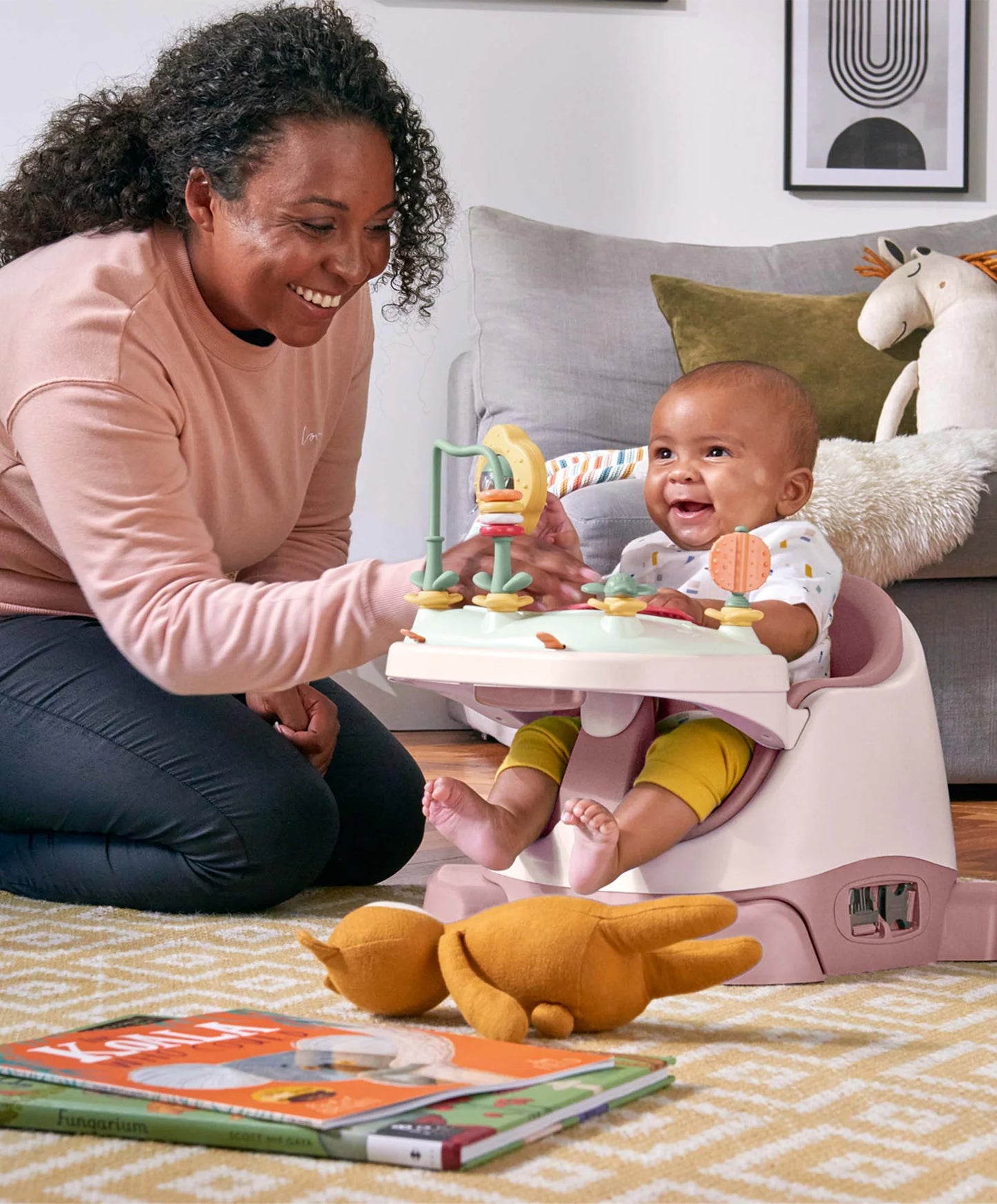 Mamas & Papas Bug 3-in-1 Floor & Booster Seat with Activity Tray - Blossom
