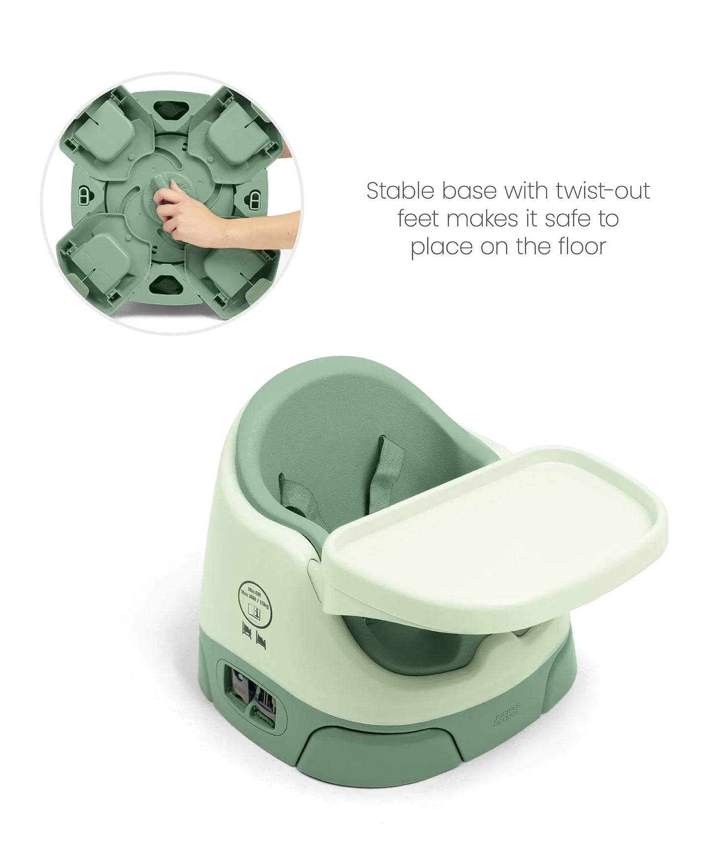 Mamas & Papas Bug 3-in-1 Floor & Booster Seat with Activity Tray - Eucalyptus