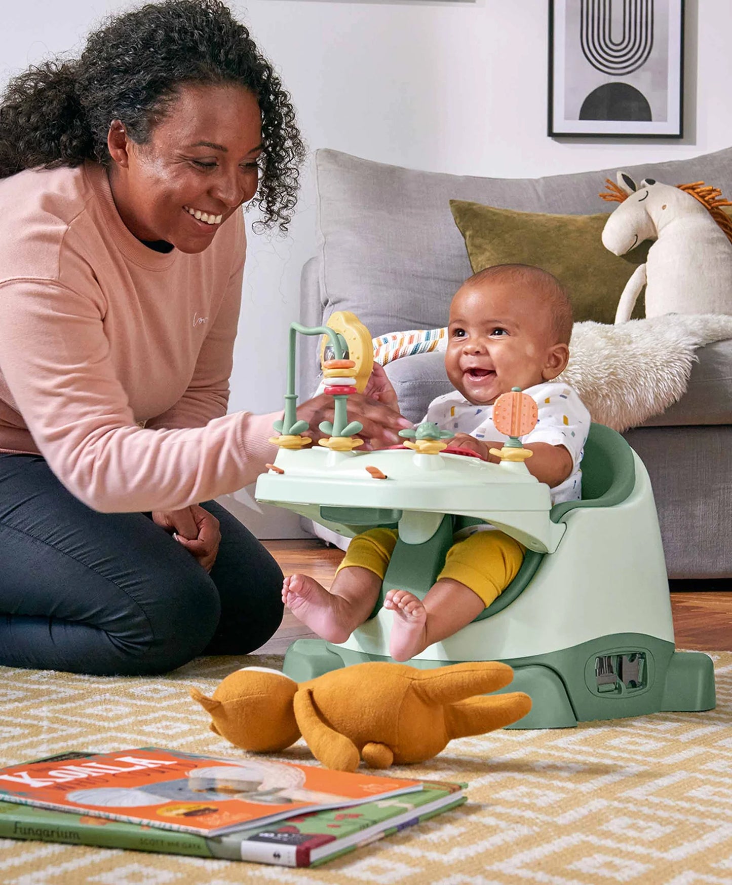 Mamas & Papas Bug 3-in-1 Floor & Booster Seat with Activity Tray - Eucalyptus