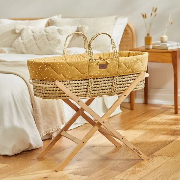 LGS Quilted Moses Basket, Mattress & Static Stand