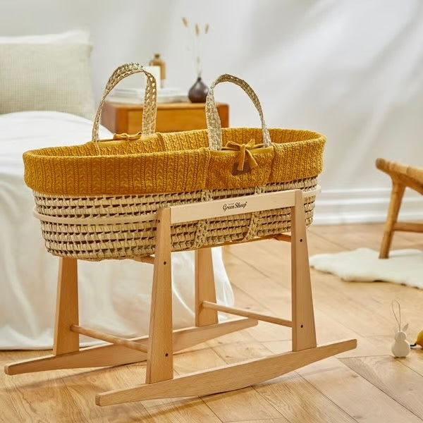 LGS Organic Knit Moses Basket, Mattress & Rocking Stand