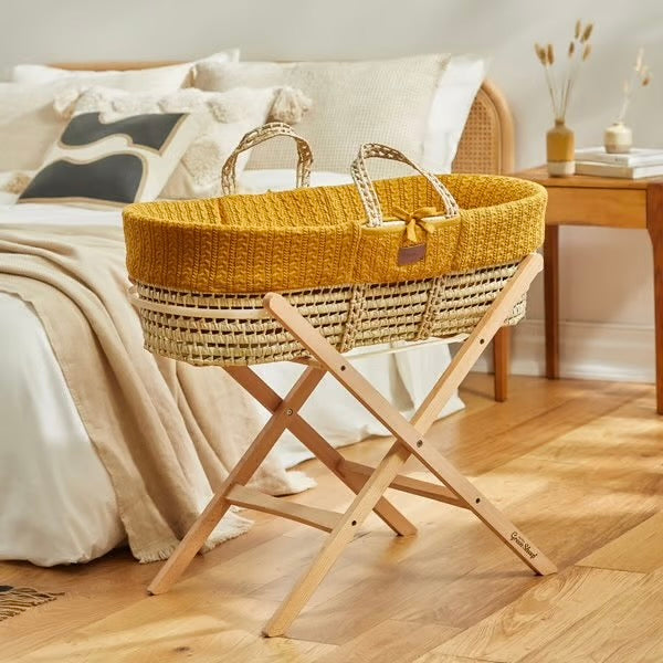 LGS Organic Knit Moses Basket, Mattress & Static Stand