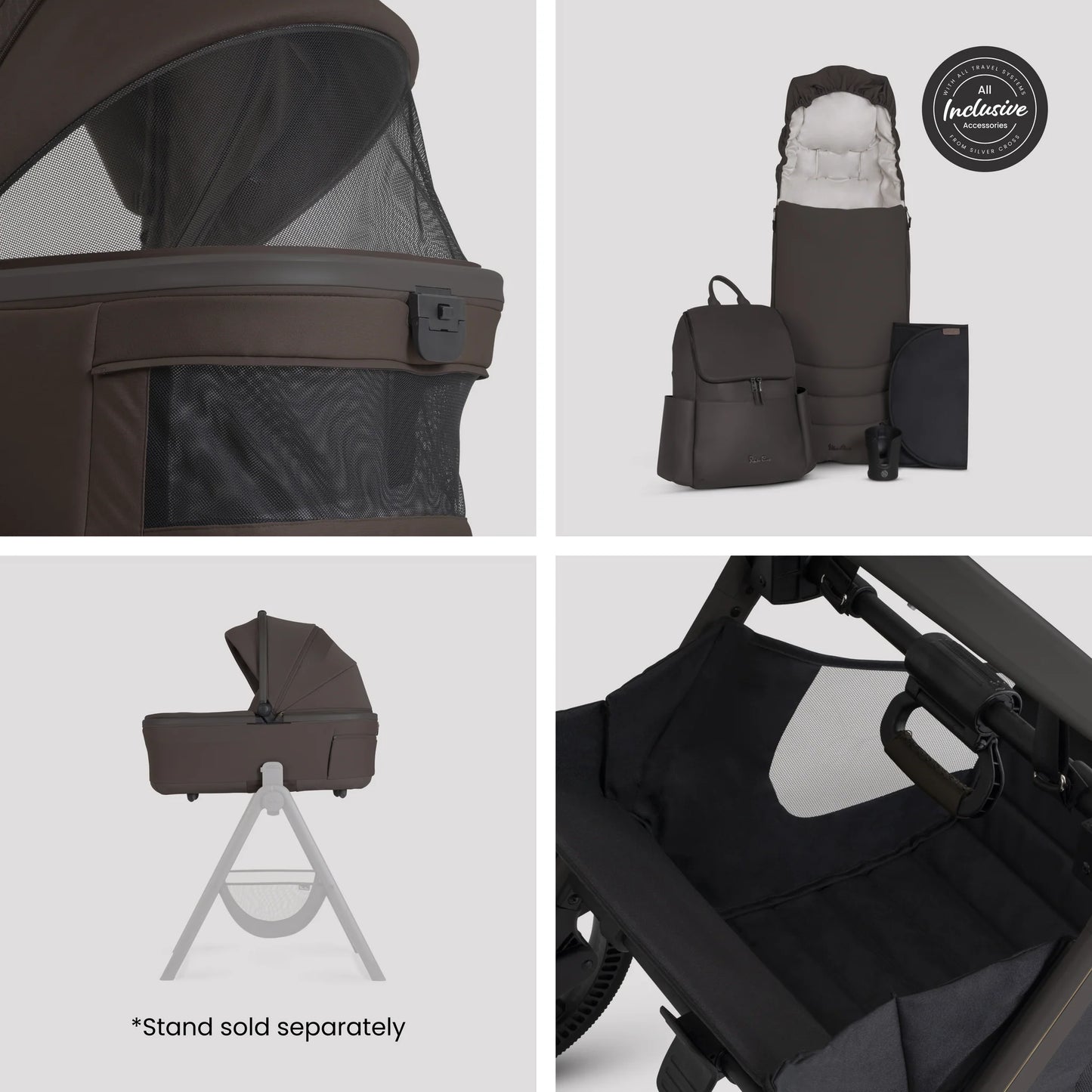 Silver Cross Cove 2 Pram Bundle Chocolate