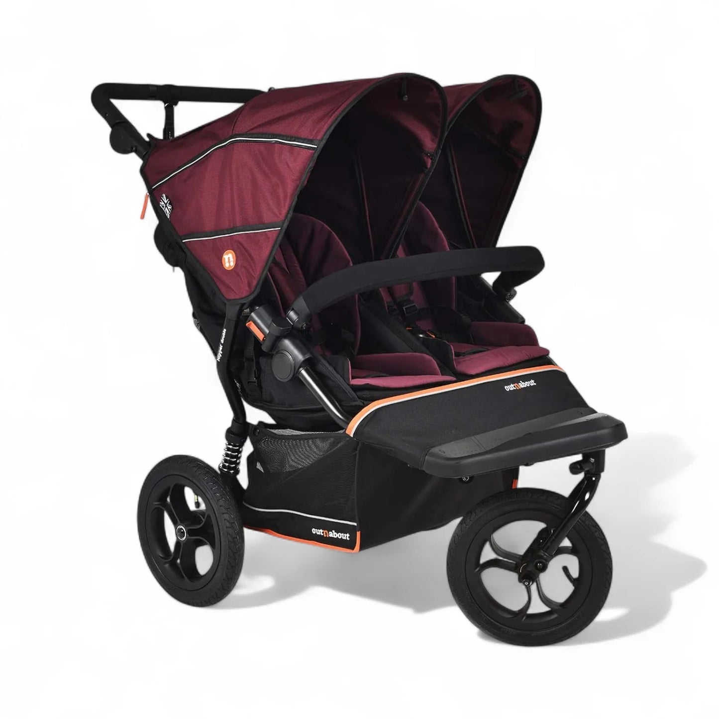 OutnAbout Nipper V6 Double Pushchair Brambleberry Red
