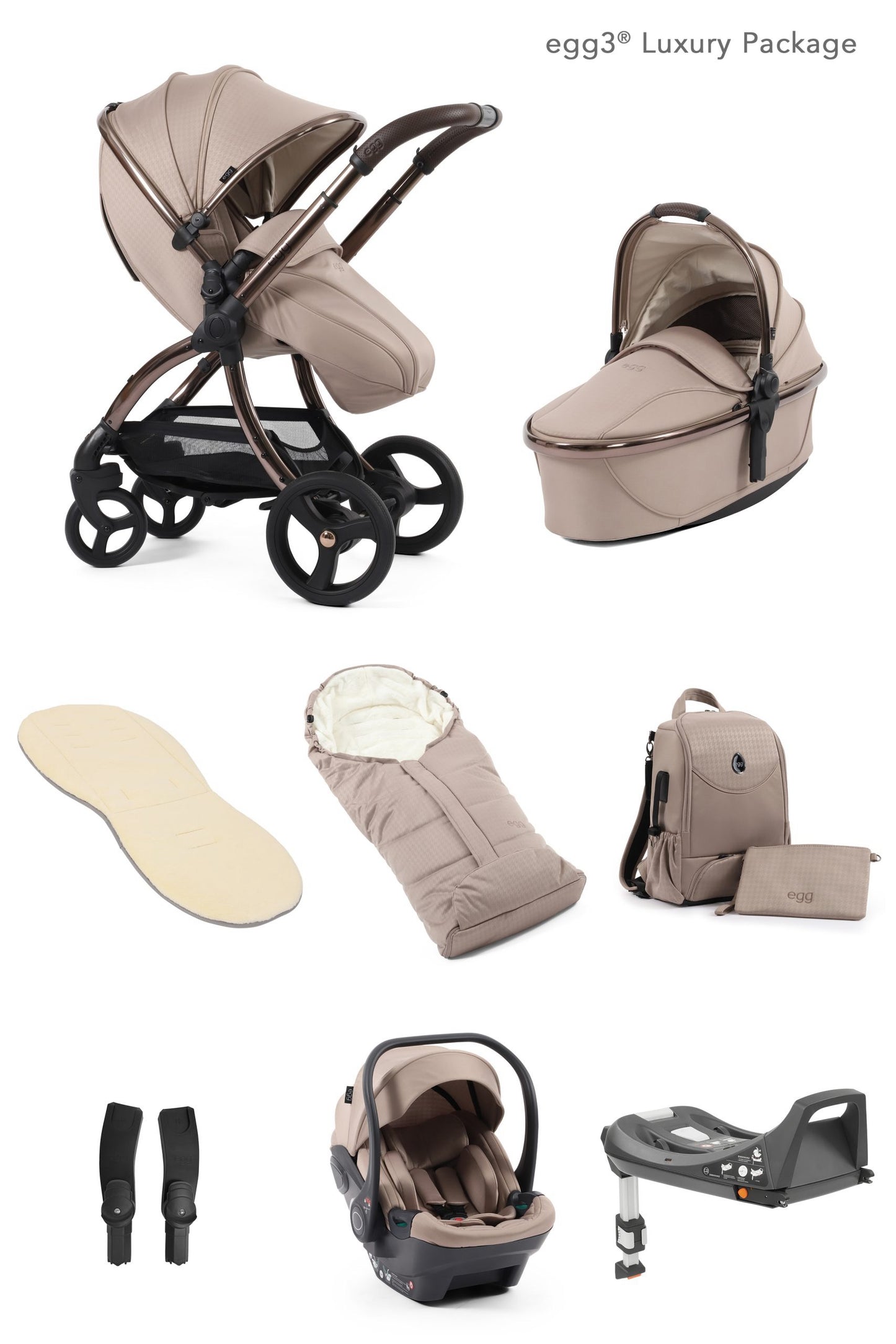 egg3® Stroller Package Houndstooth Almond
