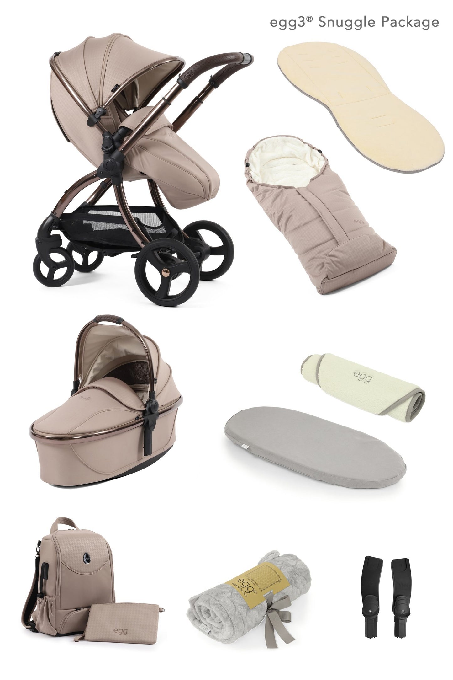 egg3® Stroller Package Houndstooth Almond