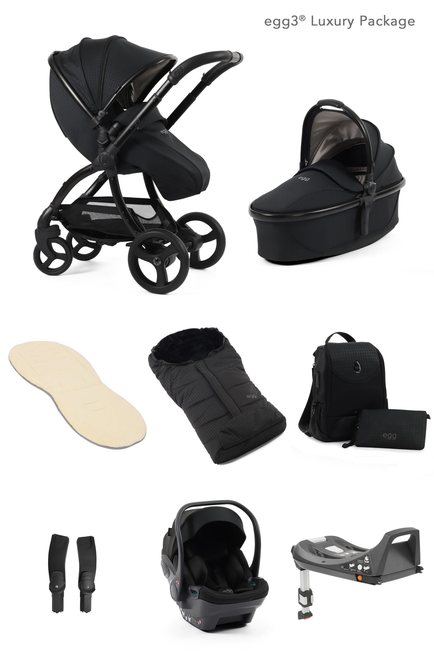 egg3® Stroller Package Houndstooth Black