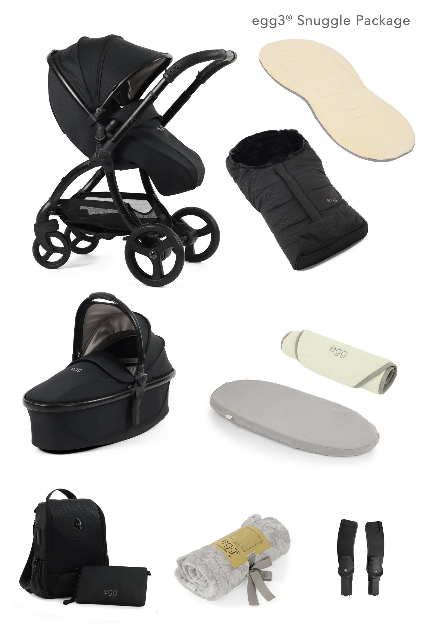 egg3® Stroller Package Houndstooth Black