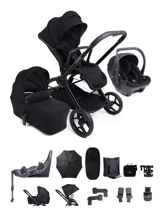 Core 2 Black Pushchair and Carrycot - Complete 360 Car Seat Bundle