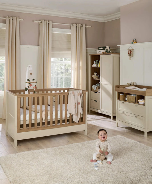 Mamas & Papas Harwell 3 Piece Cotbed Range with Wardrobe & Dresser - Cashmere