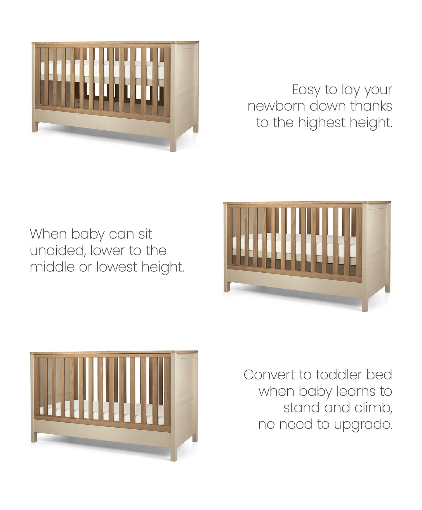 Mamas & Papas Harwell 3 Piece Cotbed Range with Wardrobe & Dresser - Cashmere