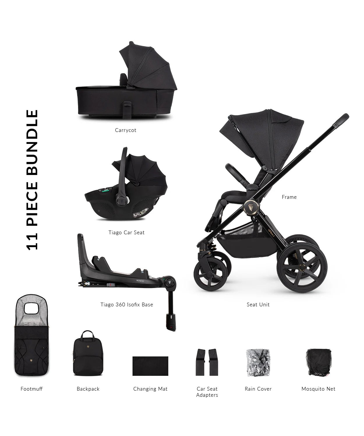 Venicci Upline 2 All Black Pram