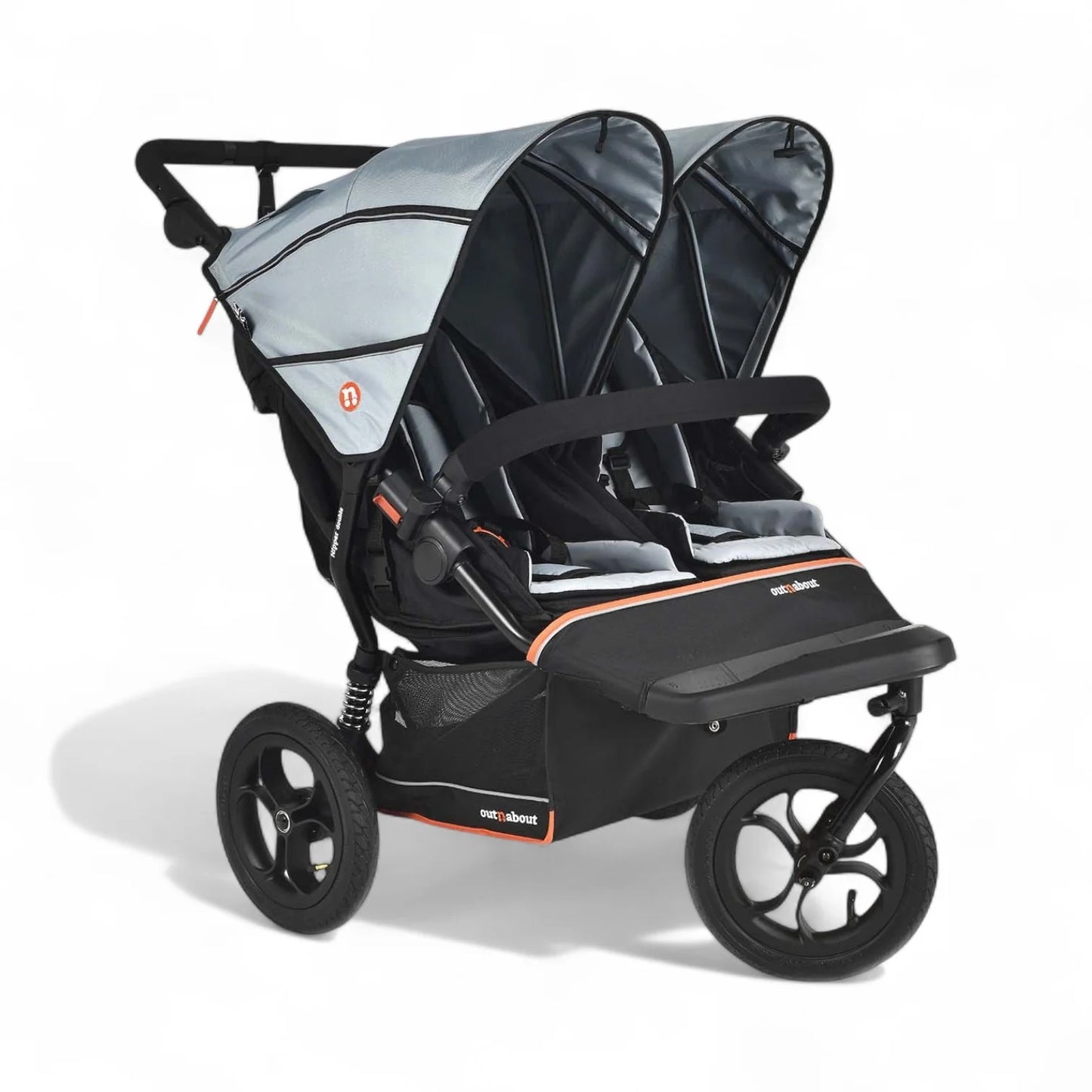 OutnAbout Nipper V6 Double Pushchair Rocksalt Grey