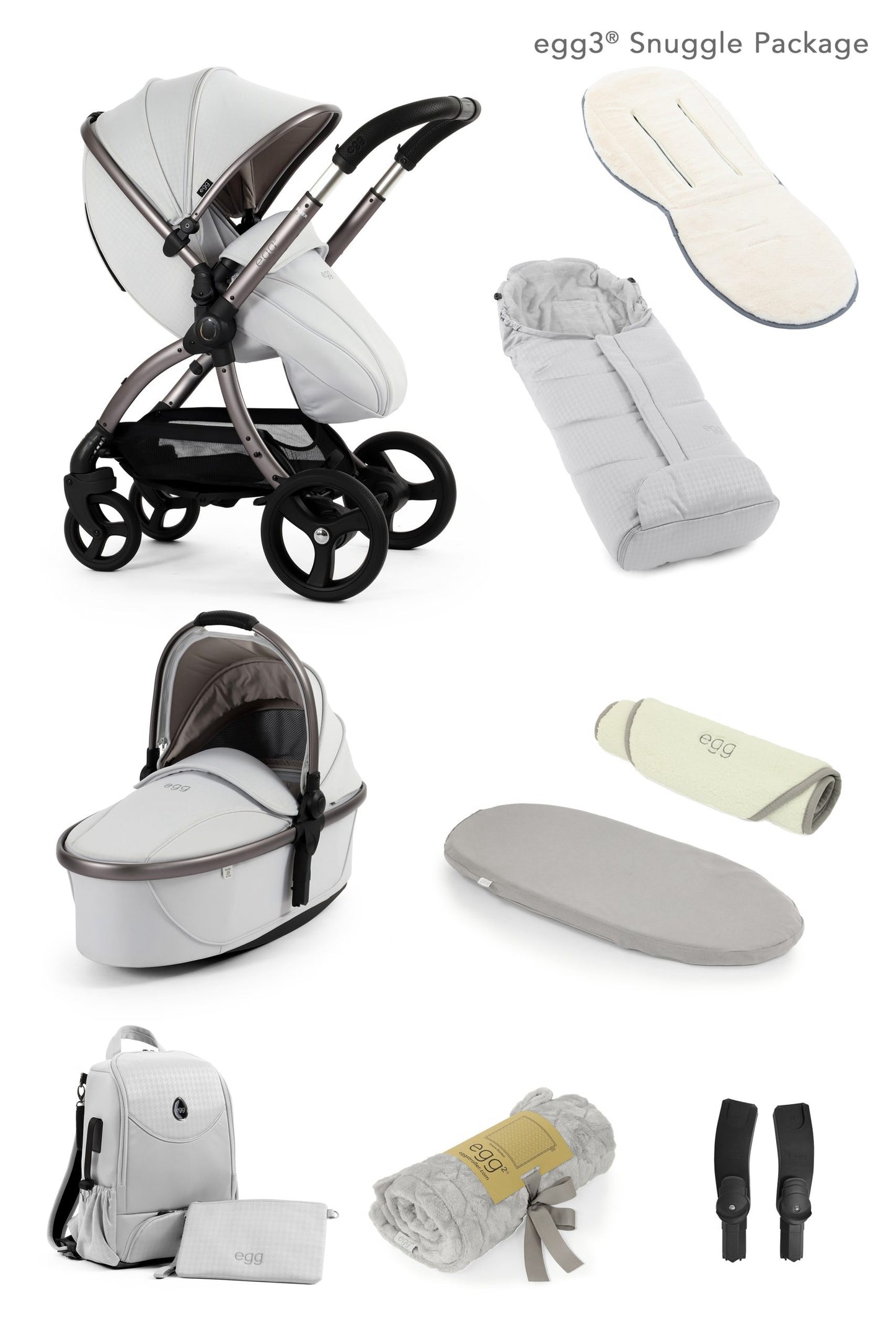 egg3® Stroller Package Houndstooth Silver