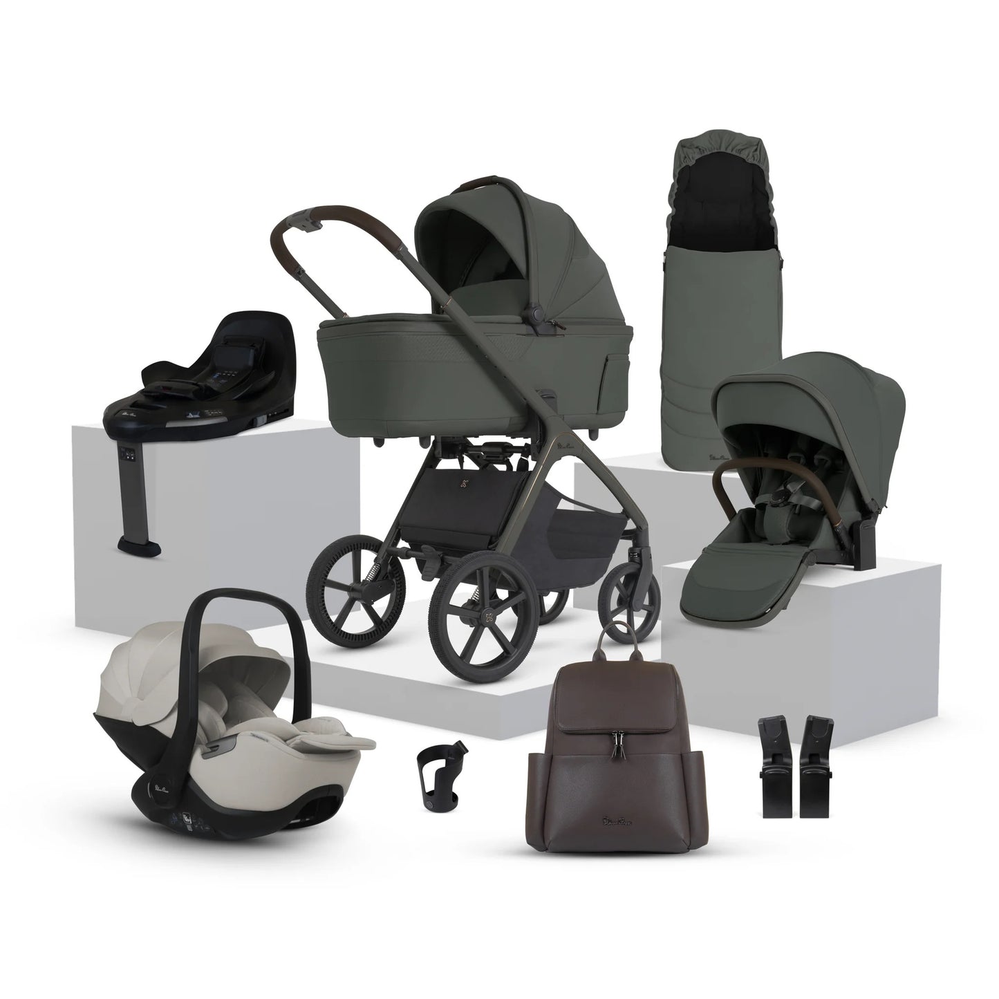 Silver Cross Cove 2 Pram & Car Seat Bundle Pewter