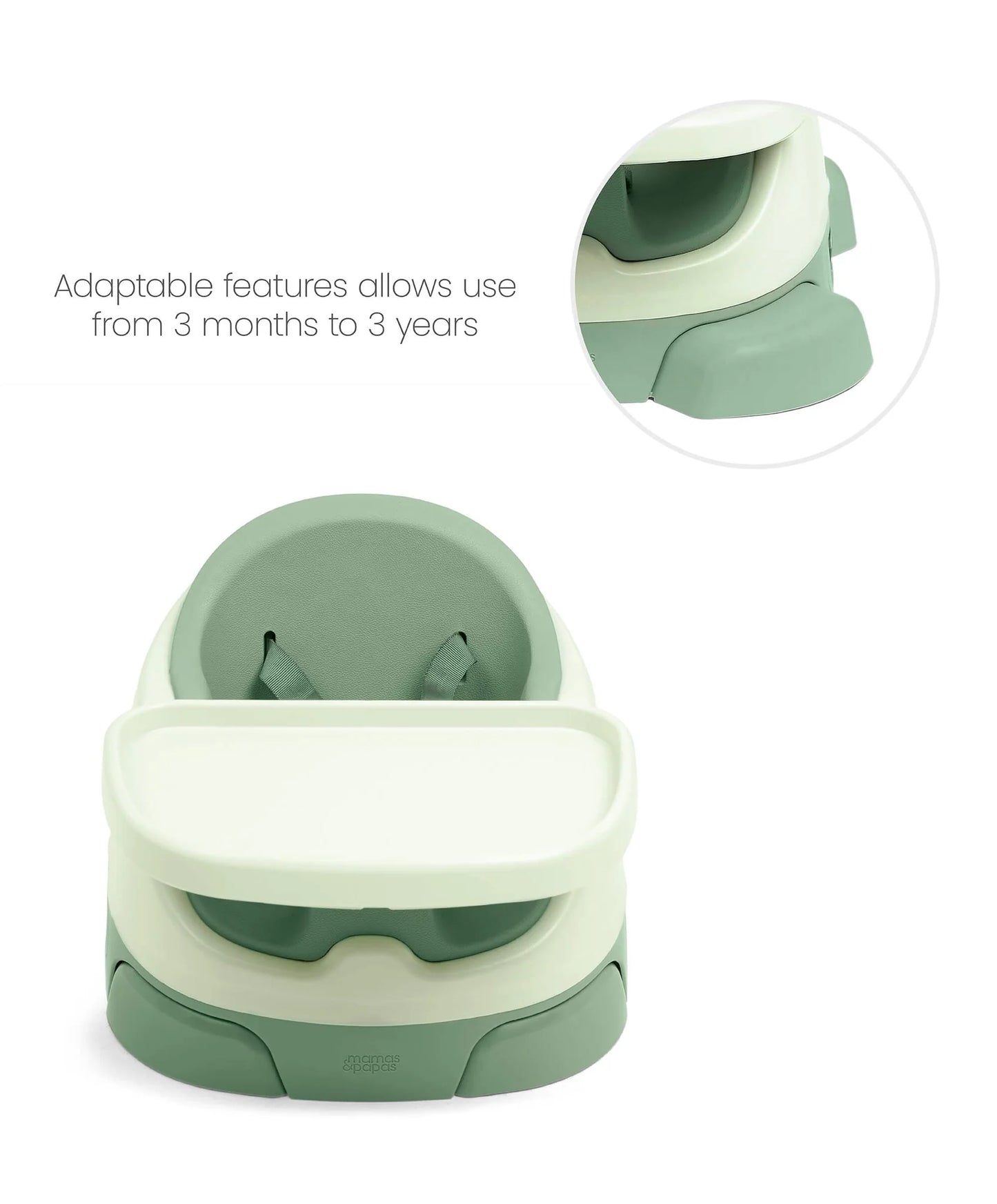 Mamas & Papas Bug 3-in-1 Floor & Booster Seat with Activity Tray - Eucalyptus