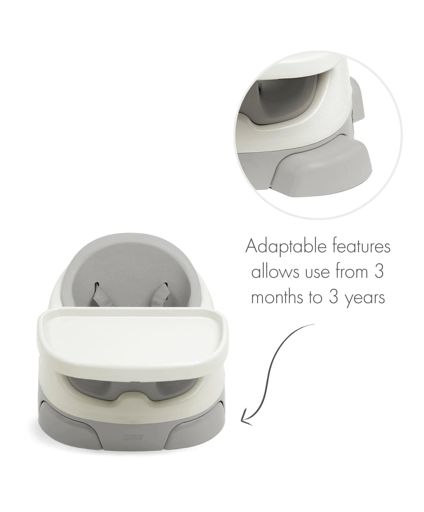Mamas & Papas Bug 3-in-1 Floor & Booster Seat with Activity Tray - Pebble Grey