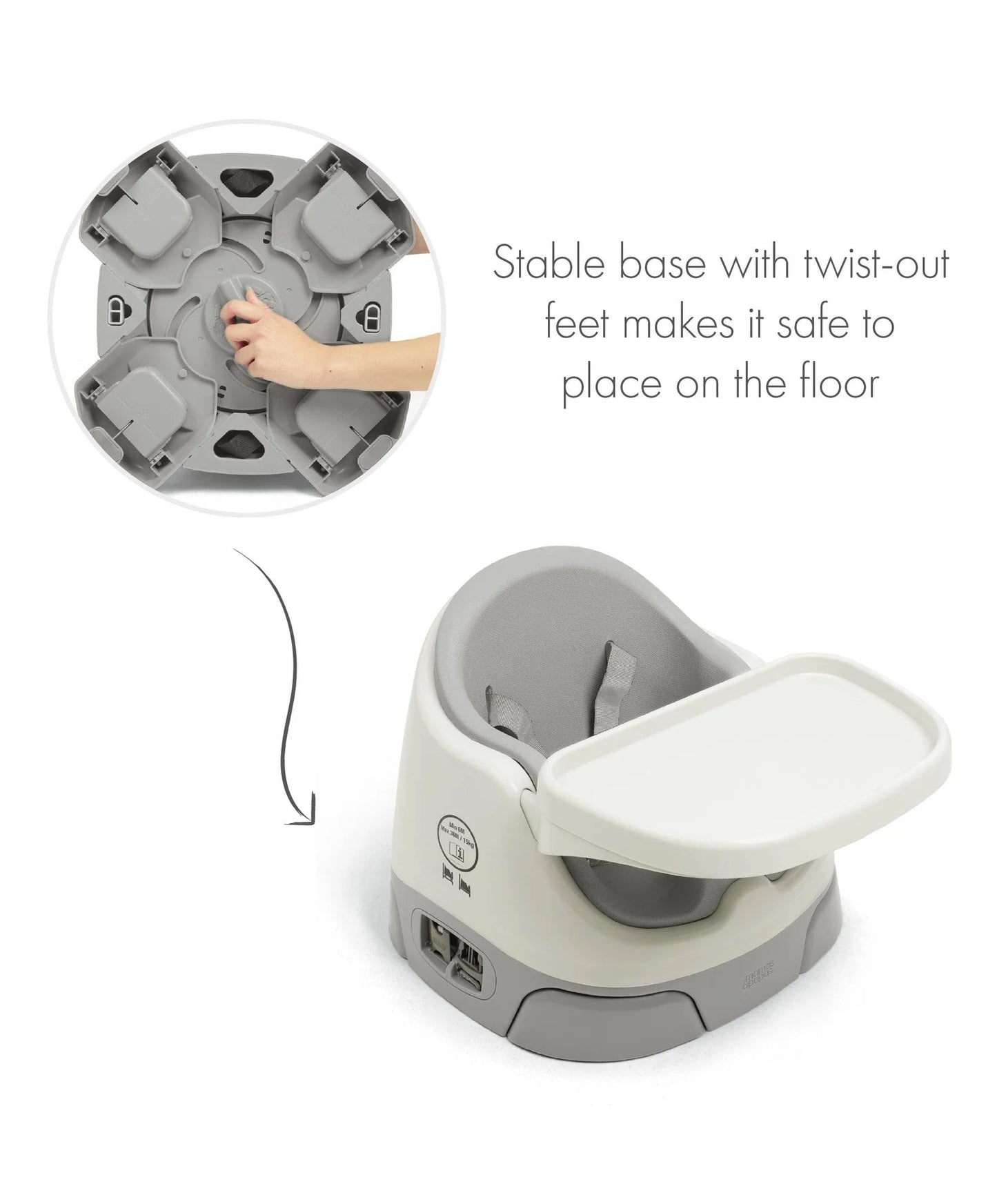 Mamas & Papas Bug 3-in-1 Floor & Booster Seat with Activity Tray - Pebble Grey