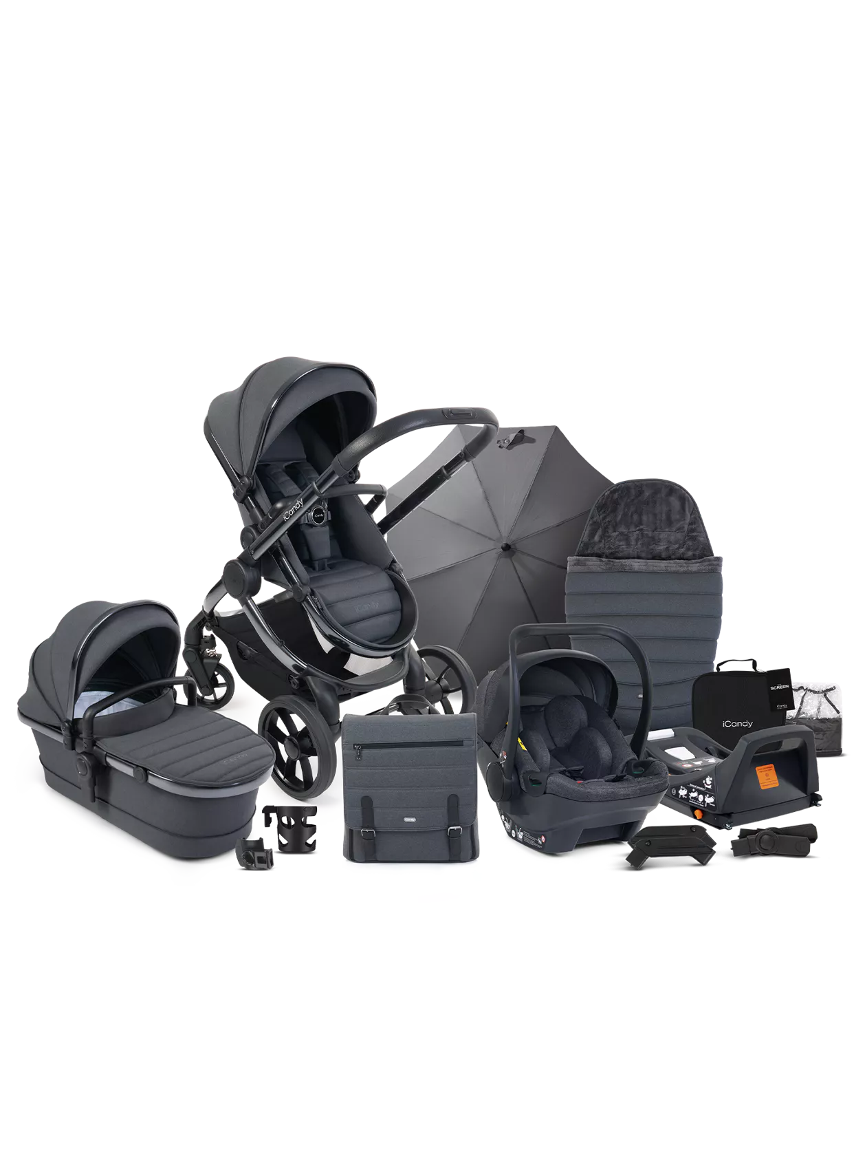 iCandy Peach 7 Pushchair & Carrycot Bundle in Dark Grey