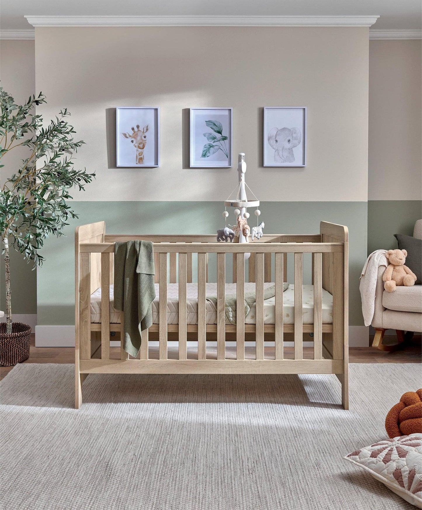 Mamas & Papas Atlas 3 Piece Cotbed Range with Dresser Changer & Wardrobe - Light Oak