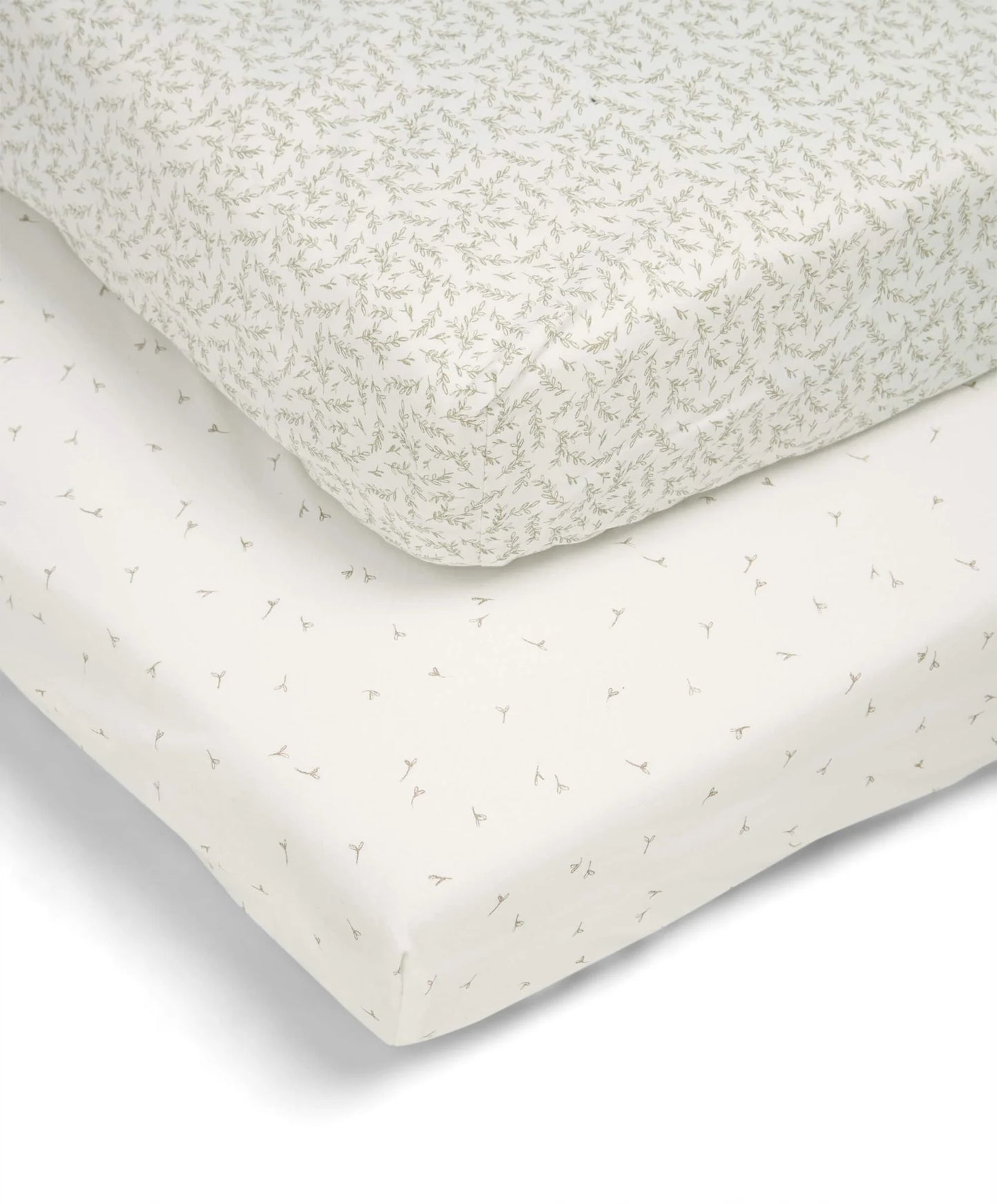 Mamas & Papas Welcome to the World Seedling Cotbed Fitted Sheets (2 pack) - Seed/Leaf