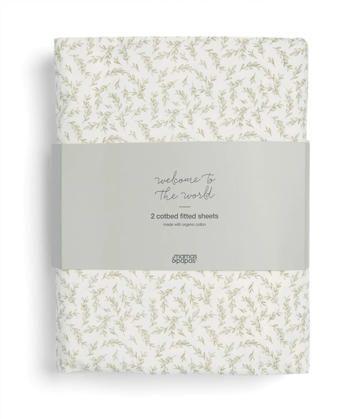 Mamas & Papas Welcome to the World Seedling Cotbed Fitted Sheets (2 pack) - Seed/Leaf